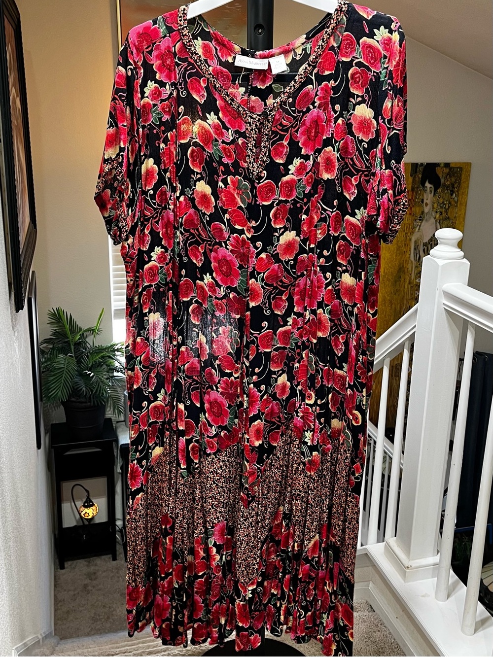 ANNA MAXWELL Floral Short Sleeve Light Weight Pullover Maxi Dress Size 5X